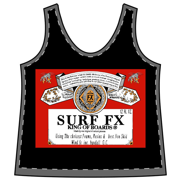 Women's Surf FX King Of Boards Sporty Racerback Tank Black
