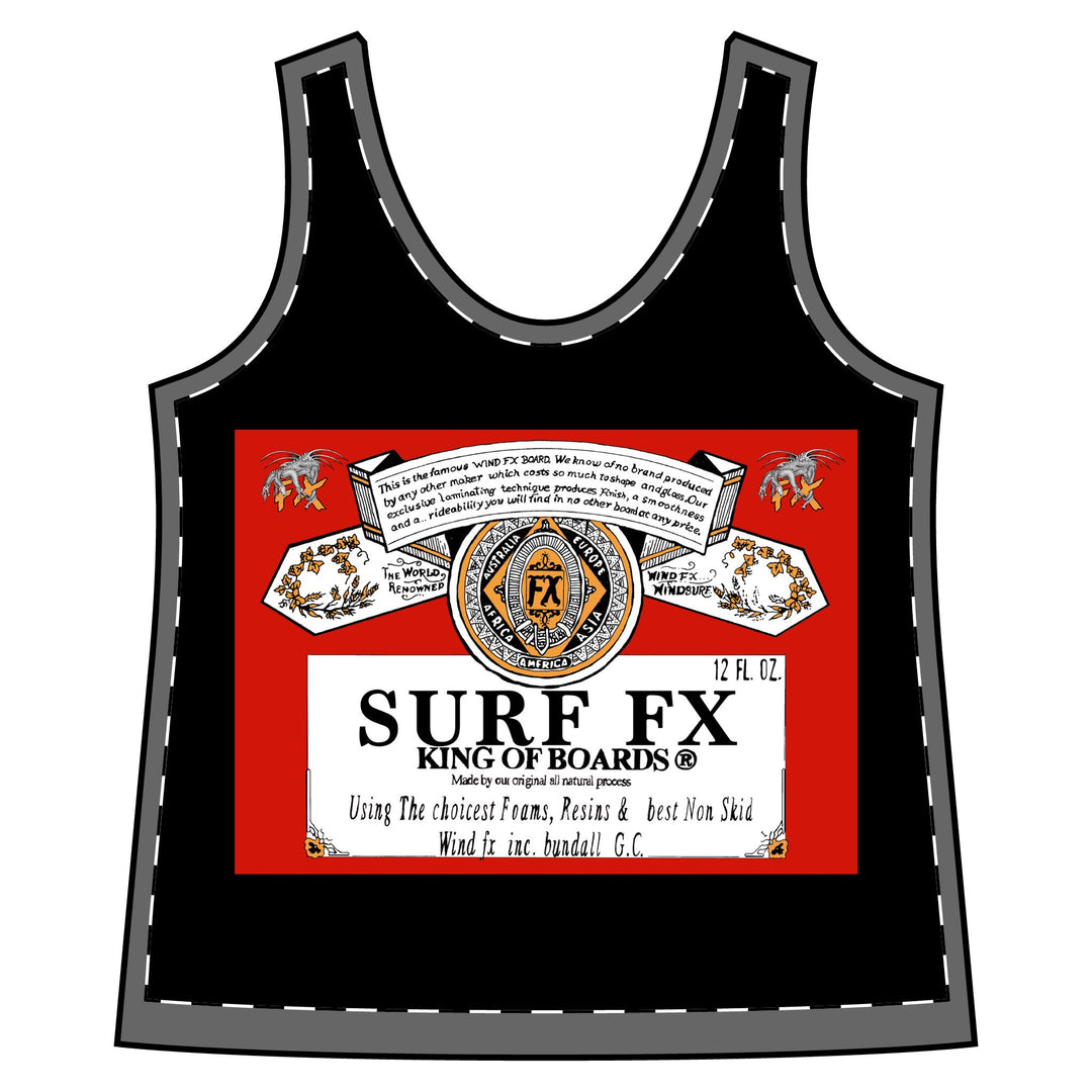 Women's Surf FX King Of Boards Sporty Racerback Tank Black