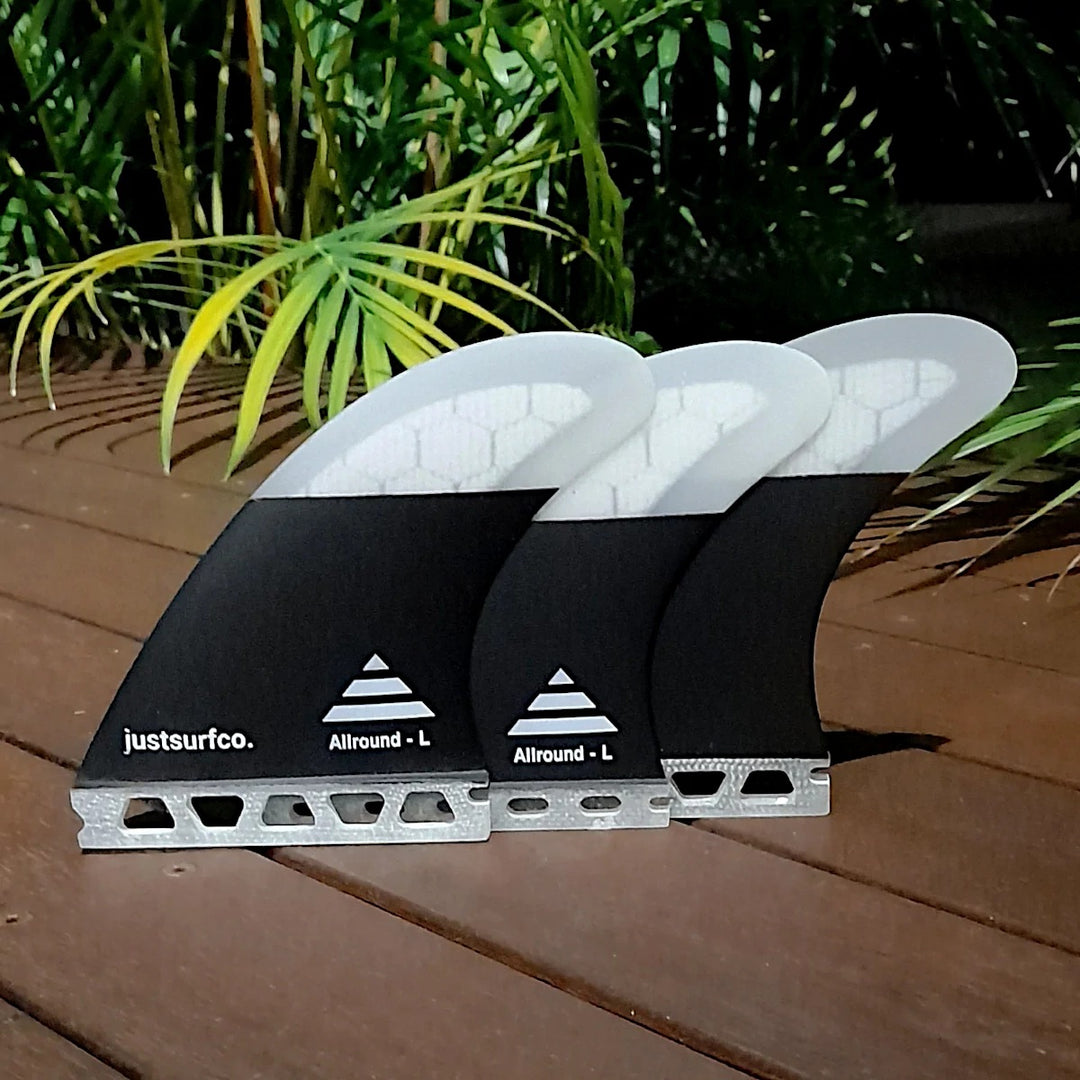 justsurfco Allround Fins Thruster Single Tab Glass Foamcore