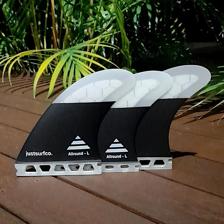 justsurfco Allround Fins Thruster Single Tab Glass Foamcore