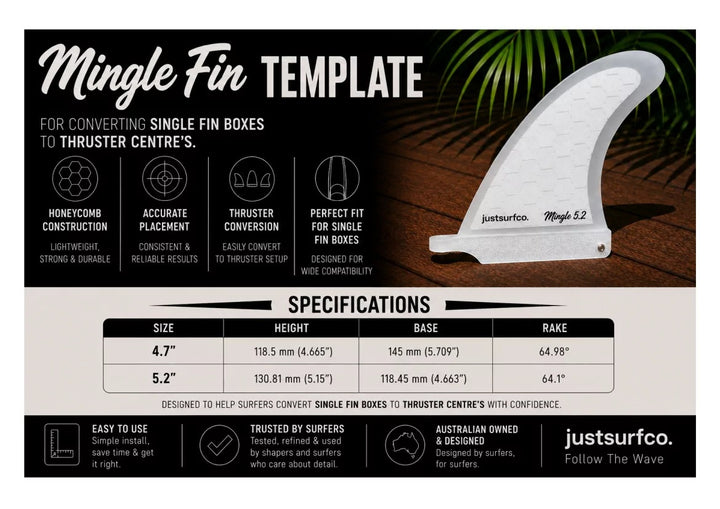 justsurfco Mingle Single Fin Glass Foamcore