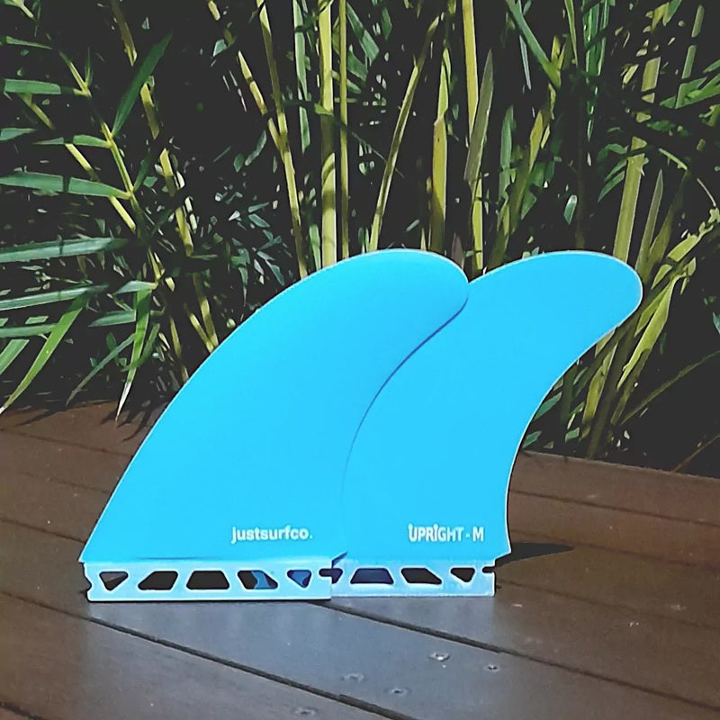 justsurfco Upright Glass Twin Fins Single Tab
