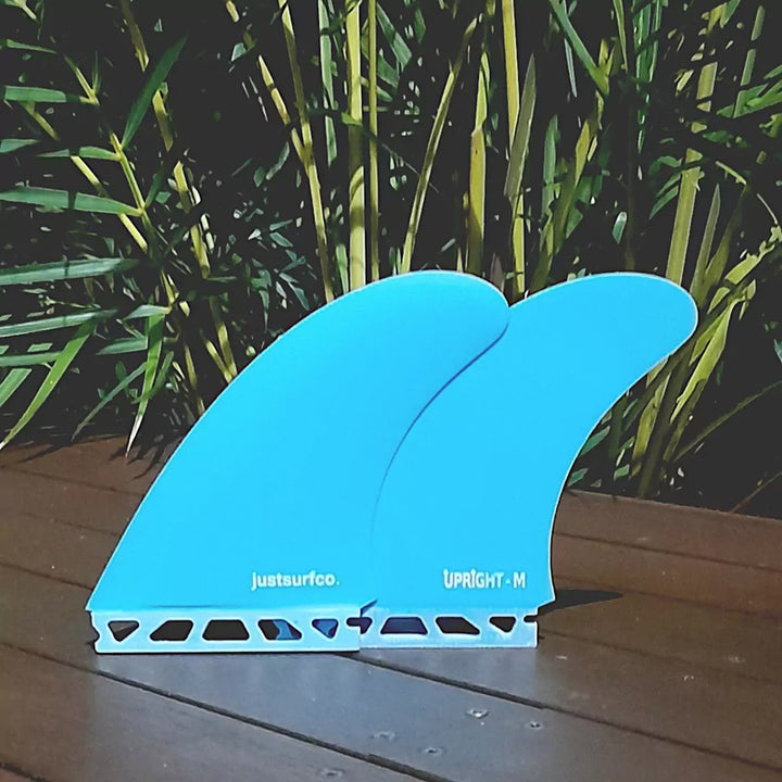 justsurfco Upright Glass Twin Fins Single Tab
