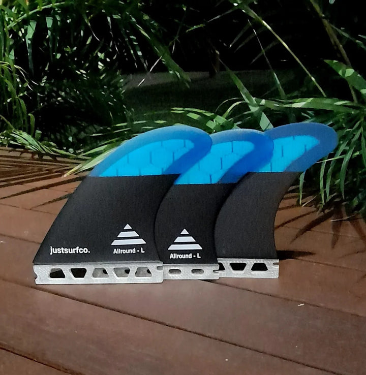 justsurfco Allround Fins Thruster Single Tab Glass Foamcore